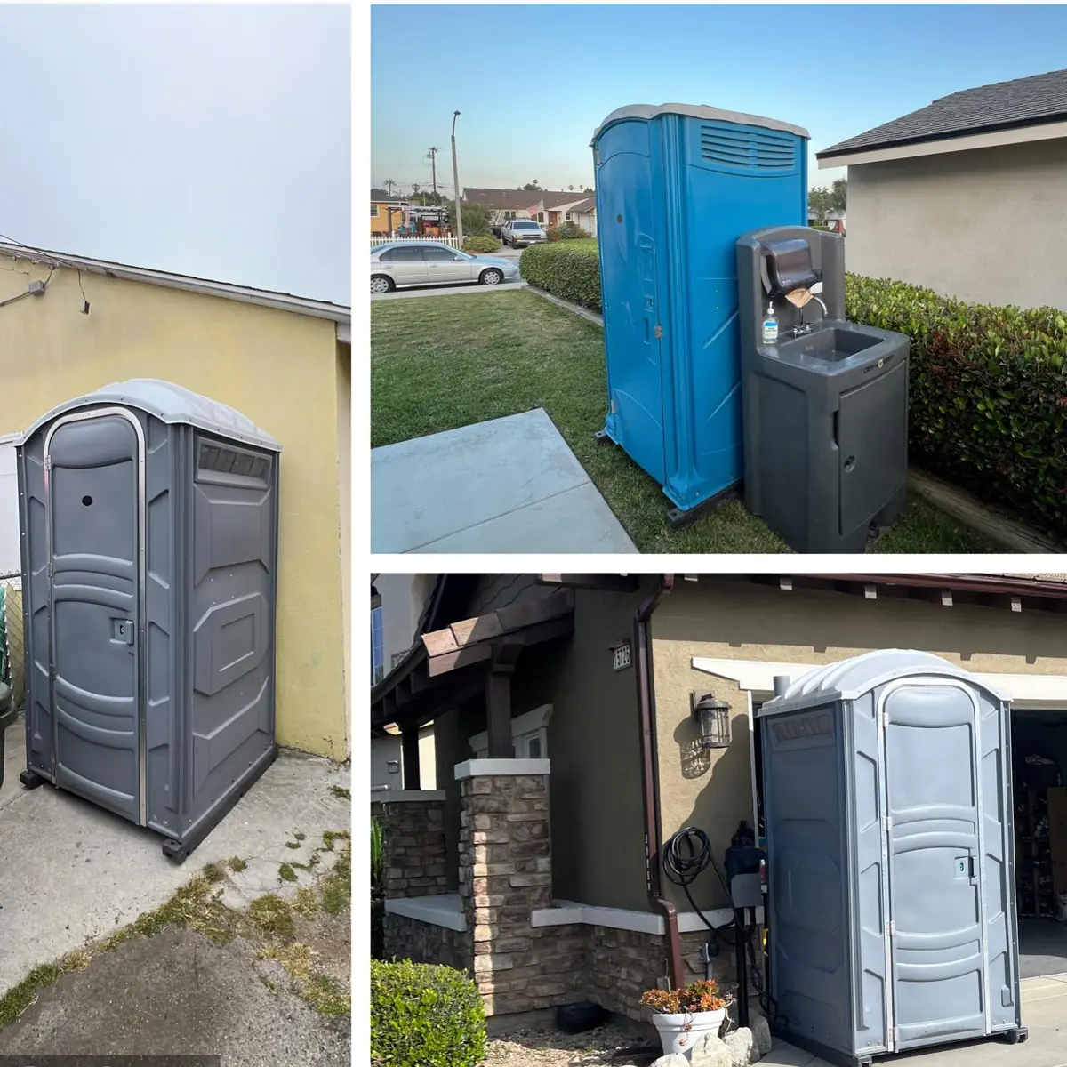 Porta potty beside a house